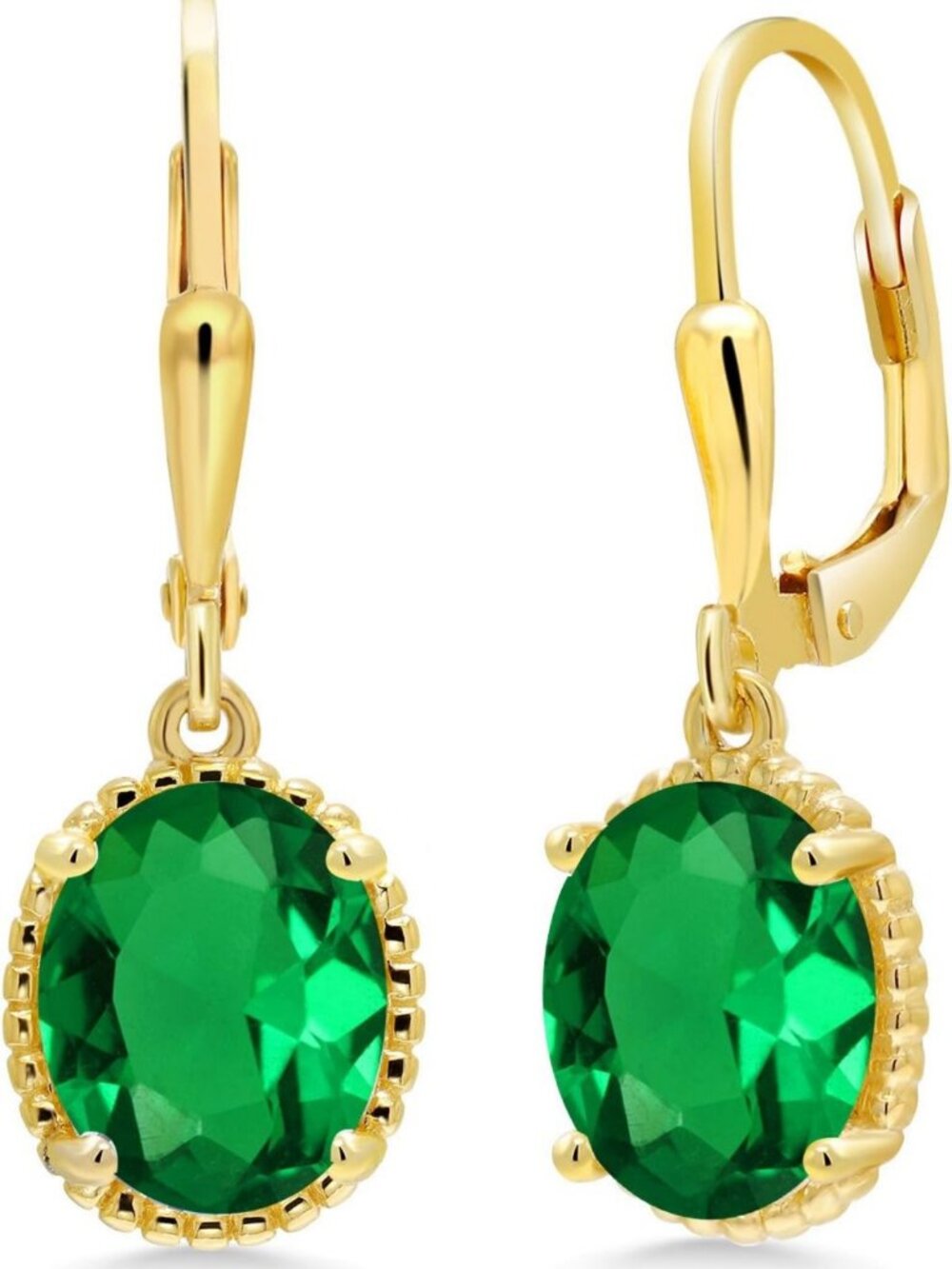 Elegant 18K Gold Plated Drop Dangle Earrings with Oval Gemstone | Perfect Gift